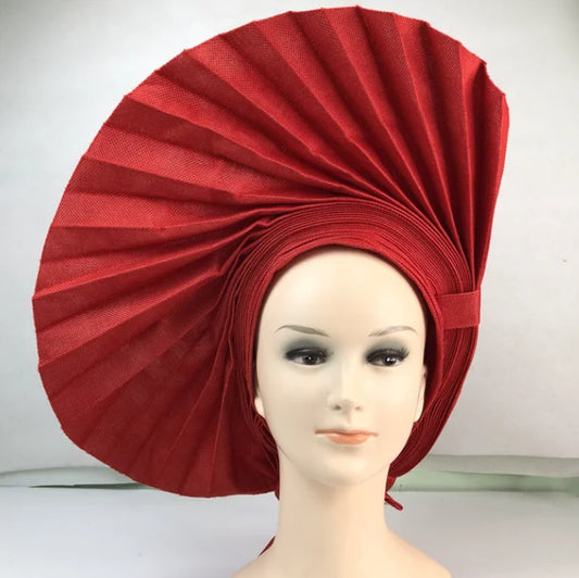 Gold Best Selling Nigerian Gele Headtie Aso Oke Gele Already Made Auto Gele Aso Ebi Headtie African Turban Cap With Colorful
