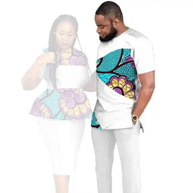 African Couples Clothing Women Outfits African Clothes for Couples Women Wear Wedding Party Ankara Match Men 2 Pieces Pants Sets