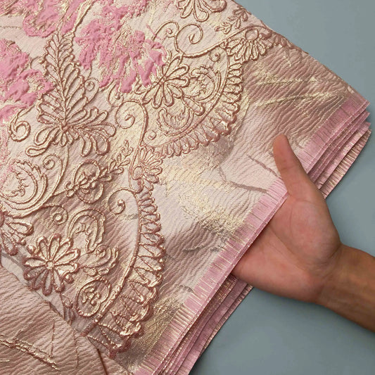 African Jacquard Gilded Lace Fabric High Quality Brocade Lace Fabric Nigerian Sewing for Luxury Party Dresses, 2.5yards - 3982
