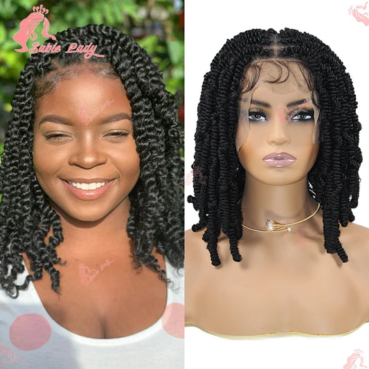 Short Passion Twist Hair Synthetic Wig Full Lace Braided Wigs For Black Women 12" Spring Twist Braids Hair Wig Braid African
