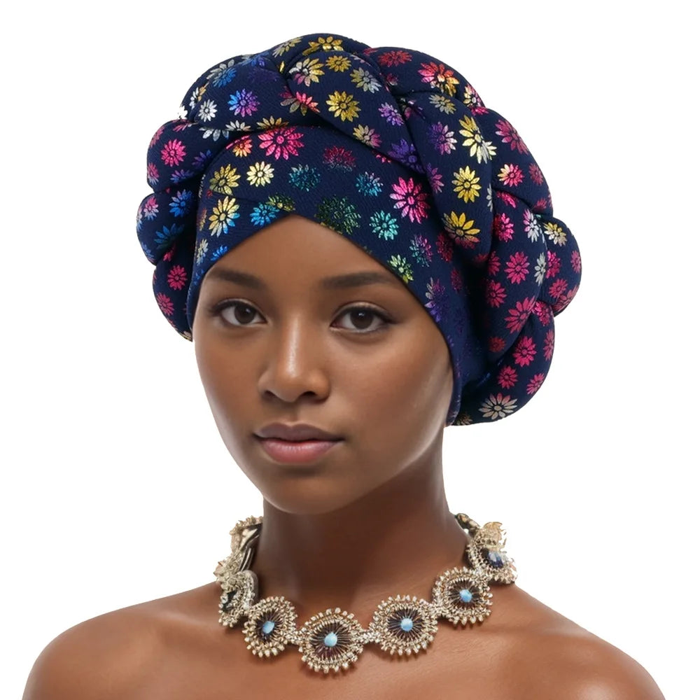 African Auto Gele Headtie Aso Oke Nigeria Braids Wedding Headgear Women Bonnet Turban Cap Already Made Head Wraps