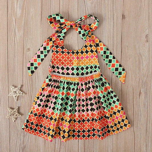 Summer African Dresses Fashion Print Rompers Baby Girl Lace Up Dashiki Bazin Children Riche Ankara African Clothes Kid's Gift