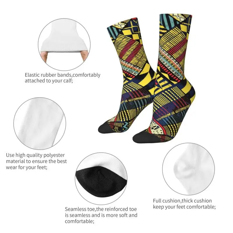 Patchwork Kitenge Ankara Nigeria Dress Socks Mens Womens Warm Fashion African style Design Print Crew Socks