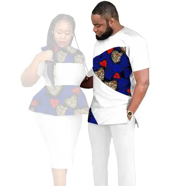 African Couples Clothing Women Outfits African Clothes for Couples Women Wear Wedding Party Ankara Match Men 2 Pieces Pants Sets