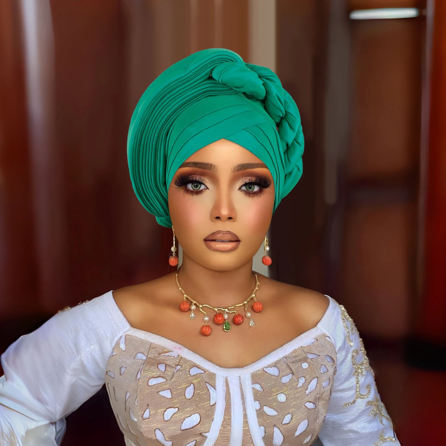 African Auto Gele Headtie Aso Oke Nigeria Braids Wedding Headgear Women Bonnet Turban Cap Already Made Head Wraps